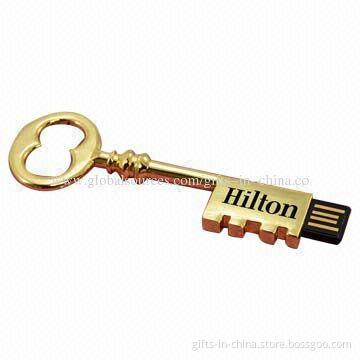 1-32GB Key-shaped USB Flash Drive, Customized Packaging Types/Logos Accepted